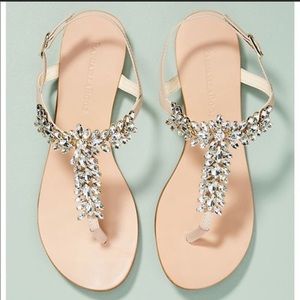 Anthropologie Raphaella Booz Jeweled Leaf Sandal